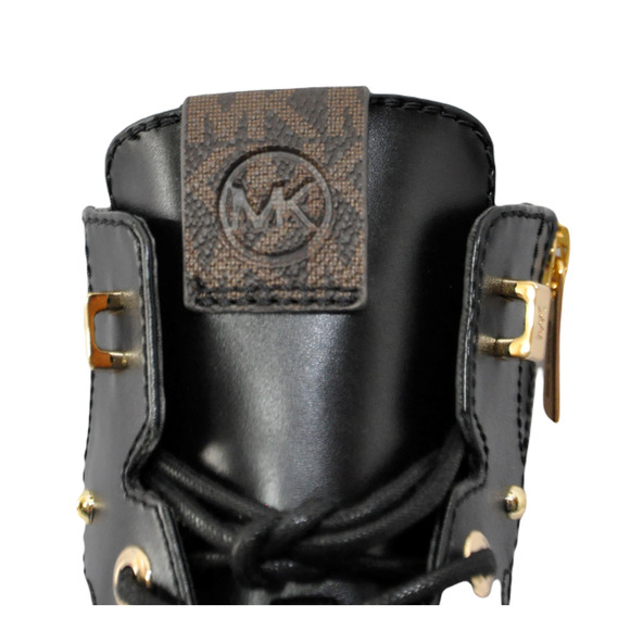 Michael Kors Trudy Leather & Logo Boot Lace Up Bootie Black/Brown Nib $275 - Picture 5 of 8
